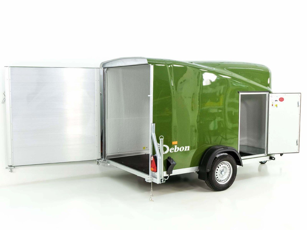 2631_02_1280x1280-1.jpg Debon Kofferanhänger Cargo 1300 Vollpoly 150x290cm H:160cm|Tür|olivgrün-Neu – Image 1