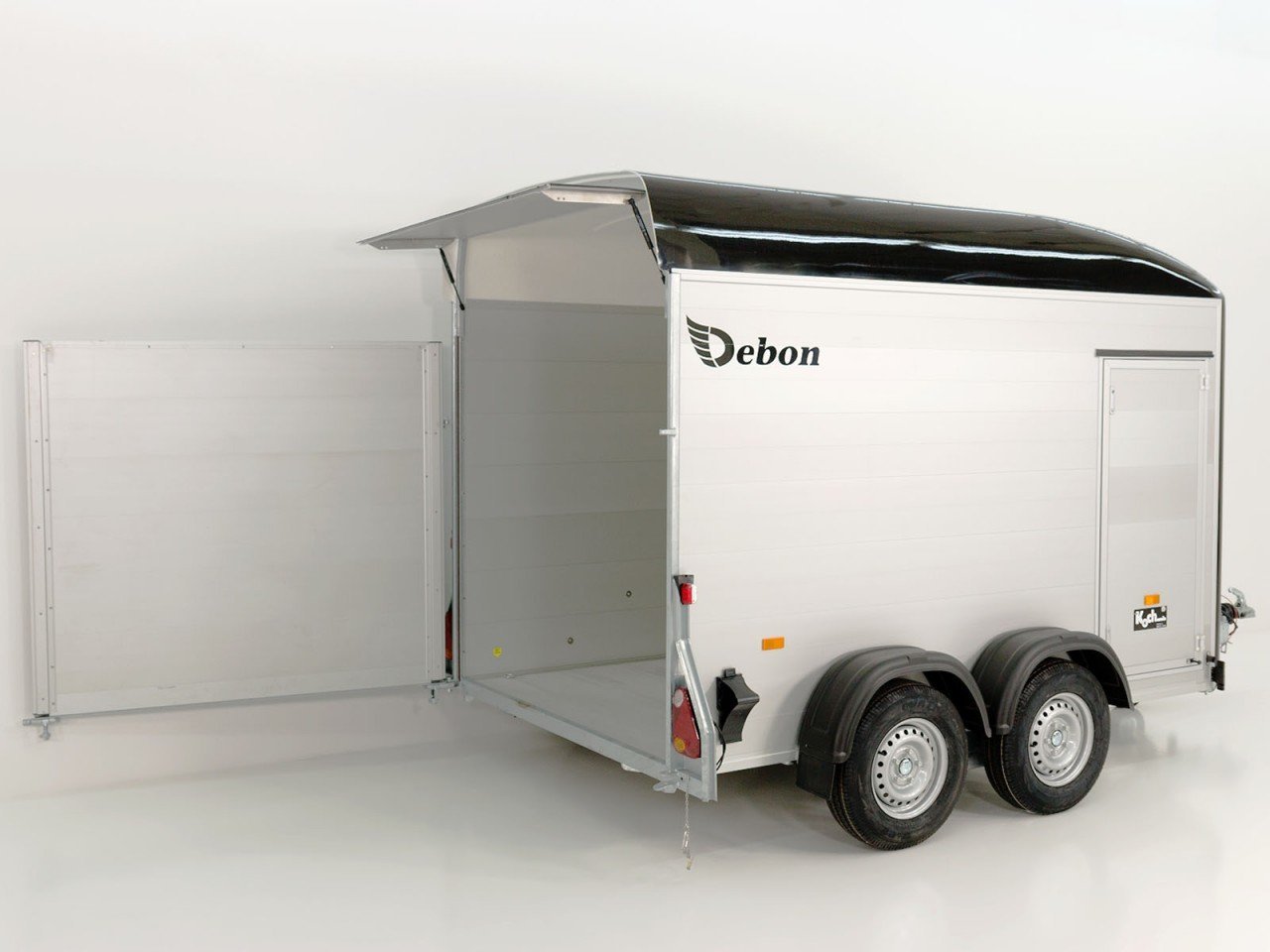 99.jpg Debon Kofferanhänger C500 164x300cm H:200cm 2,0t|Alu|Polybug|Tür|schwarz-Neu – Image 1